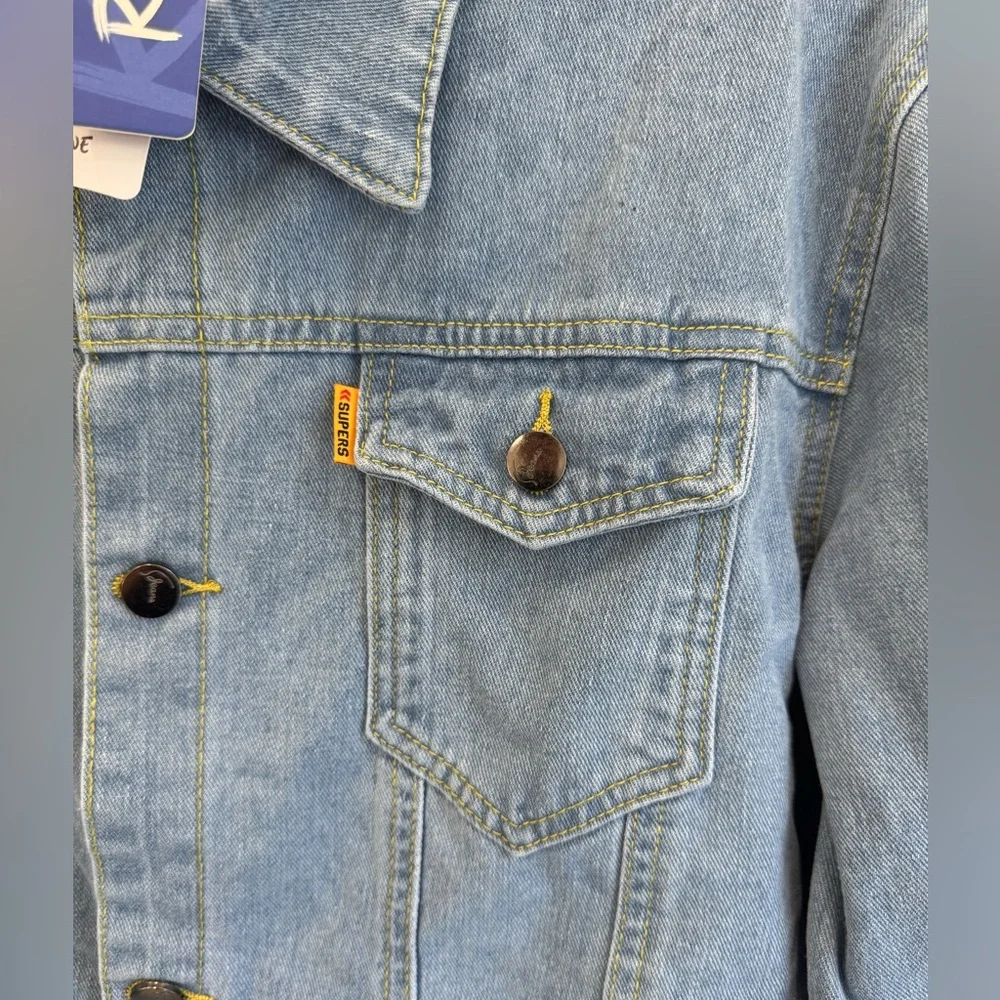NWT ROMWE Oversized Light Wash Denim Jacket XL - Picture 4 of 7